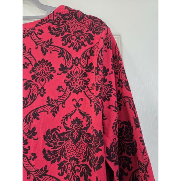 Soma Red Black Paisley Print Cotton Modal Stretch Sleepshirt Pajamas, Size Large - Picture 12 of 14